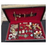 Jeweler box with contents - costume jewelry,