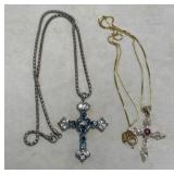 2 Crosses With Chains All Stamped 925