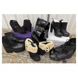 6 Pairs Black Boots And Heels *mostly Size 8 -