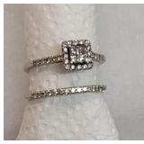 2pcs - 14k Gold Diamonds Wedding Ring Engagement