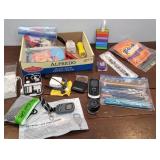 Box gadgets & junque - GPS, loops, sewing kit,