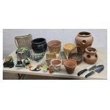 Gardening flower pots, shovels, edging