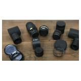 Assorted camera lenses- some with cases