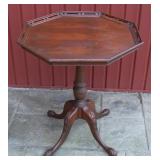 Antique Mahogany Octagonal Carved Table 28" tall