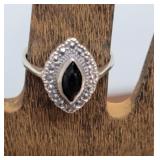 Sterling silver Black onyx? / Marcasite ring -