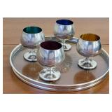 5pcs Gorham Sterling silver - tray & shot glasses