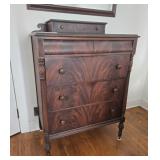 Crotch Mahogany highboy dresser 37"22"52"