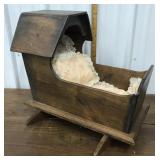 Cute Wooden hooded Doll Cradle