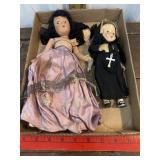 Antique doll and Nun. Jointed. Little girl