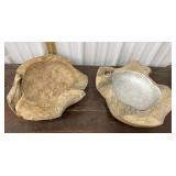 2 Carved Wood Decor Bowls