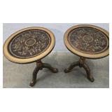 Pair pie crust claw foot end tables reverse