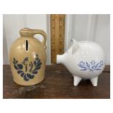 Pfaltzgraff jug bank and Corning cornflower pig