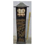 Asian black lacquer 1 door light up cabinet