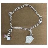 .925 Charm Bracelet Dice And Cards