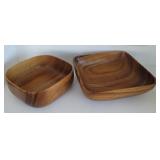 2 Large Wooden Salad Bowls