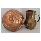 2pcs - Copper Mold And Brass Pitcher (has Wear)