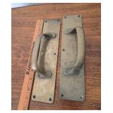 Pair brass pub door handles