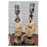 Pair Chinese plaster table lamps - need rewiring