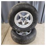 YD 2pc Tires on rims 205/75R14 Almnm 5 bolt