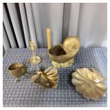 S2 5pc Shells Decor Brass Candlestick