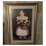 Framed Girl with flower basket print