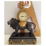 French-style lion figural clock