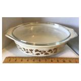 Pyrex "Golden Acorn" covered casserole