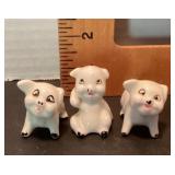 3 porcelain pigs