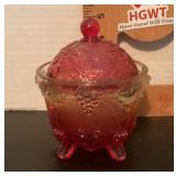 Amberina glass candy dish