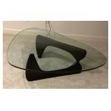 MCM style guitar pick glass top coffee table