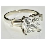 14k white gold ring with square CZ