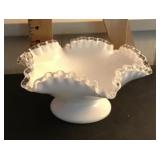 Fenton silver crest ruffled footed bowl