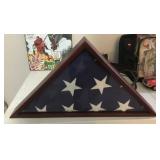 U.S. service flag in display case