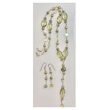 Sterling gemstone & pearl necklace & earrings