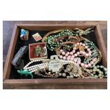 Costume jewelry and misc. in tray