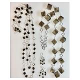 2 smoky quartz cube necklaces and earrings