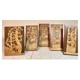 5 Indian sandalwood carvings with easel backs