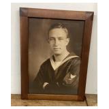 Vintage 1917 US Navy serviceman photo in frame