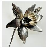 Vintage sterling Taxco Mexico orchid brooch