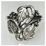 Sterling silver grape leaves ring