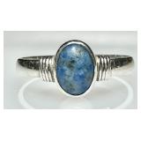 Sterling silver ring with lapis cabochon