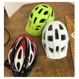 3 bicycle helmets