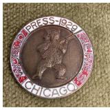 1929 Chicago World Series press pin