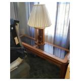 Glass top sofa table & lamp