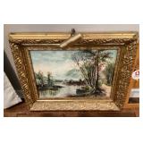 Oil painting on canvas in ornate gold frame