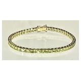 14k gold and peridot tennis bracelet