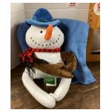 Plush snowman with throw