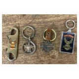 4 Harley Davidson and Marlboro keychains