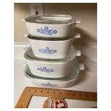 4 Corningware casseroles with lids