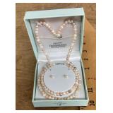 Sterling freshwater pearl necklace & earrings